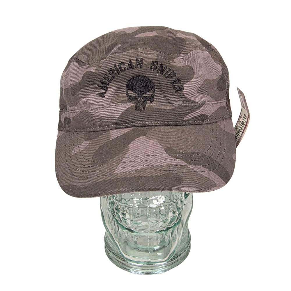 American Sniper Punisher Skull Gray Camo Cadet Military Hat KC Caps NEW